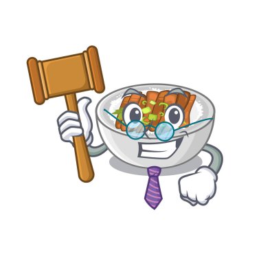 Yargıç donburi bir tablo ahşap karikatür yukarıda