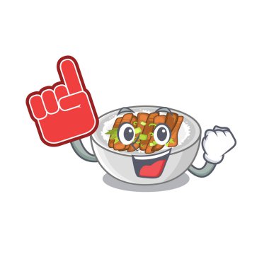 Bir tablo ahşap karikatür yukarıda Köpük parmak donburi