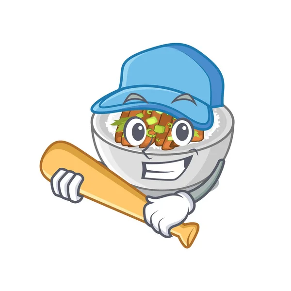 Jogando beisebol donburi isolado com na mascote — Vetor de Stock