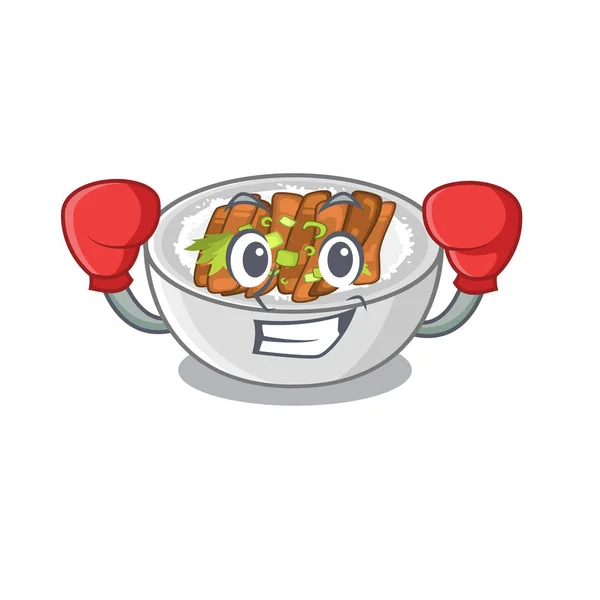 Boxe donburi isolato con nella mascotte — Vettoriale Stock