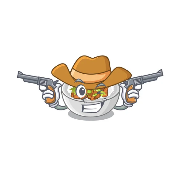 Cowboy donburi isolé avec dans la mascotte — Image vectorielle