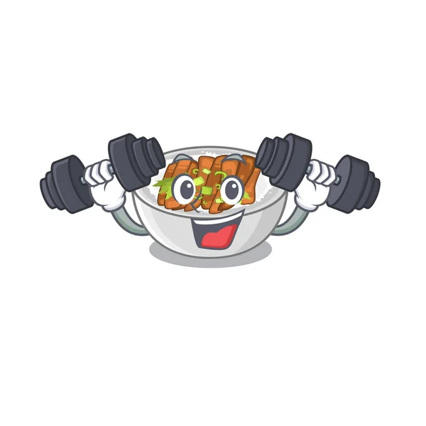 Fitness donburi isolé avec dans la mascotte — Image vectorielle