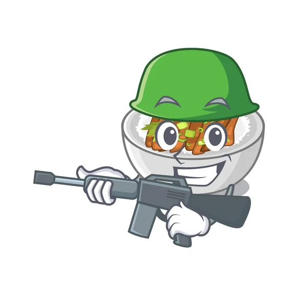 Ejército donburi aislado con en la mascota — Vector de stock