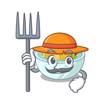 Çiftçi ratatouille maskot tavada pişirilir