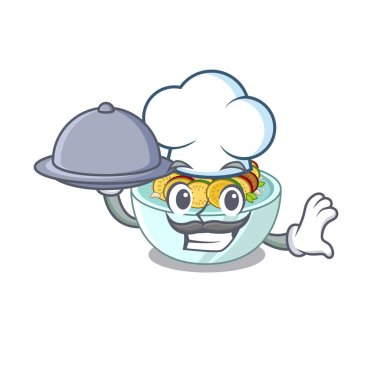 Yemek ratatouille ile Şef karikatür izole