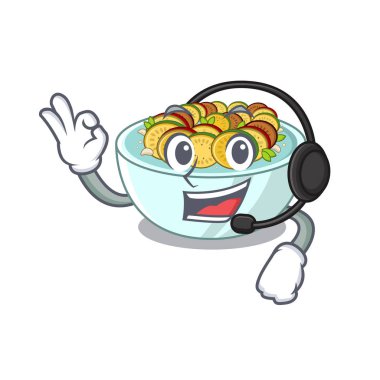 Bir karikatür ahşap masada kulaklık ratatouille ile