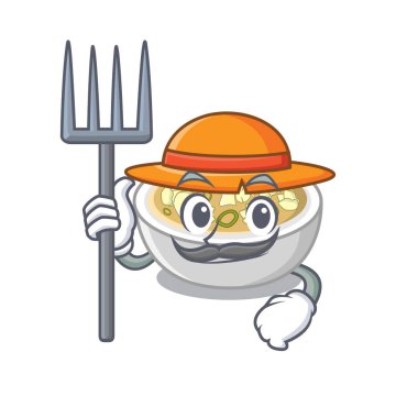 Maskot şeklinde Çiftçi wonton çorbası