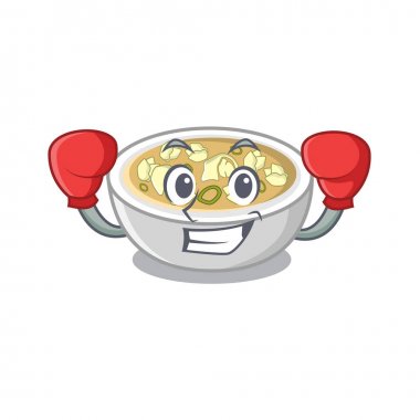 Maskot şeklinde boks wonton çorbası