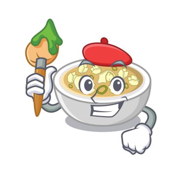 Maskot şeklinde sanatçı wonton çorbası