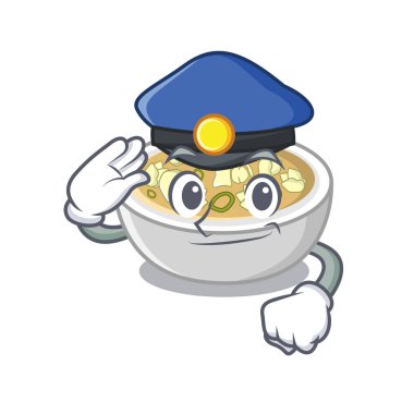 Maskot şeklinde polis wonton çorbası