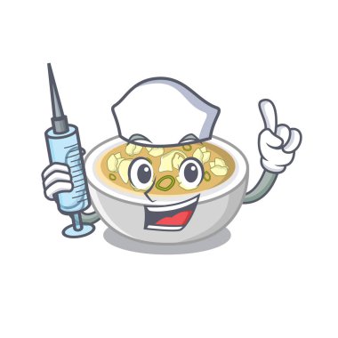 Hemşire wonton çorbası karakter izole