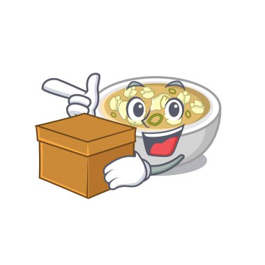 Karakter izole kutu wonton çorbası ile