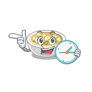 Saat wonton çorbası karakter izole ile