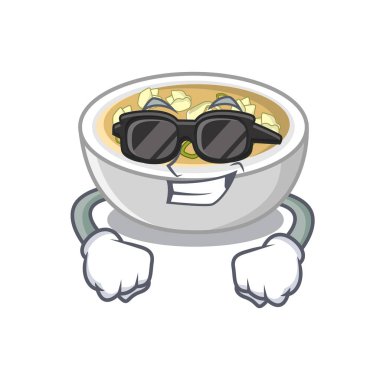 Süper serin wonton çorbası karakter izole