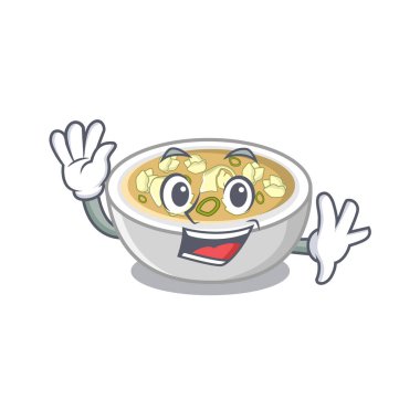 Karakter izole wonton çorbası sallayarak