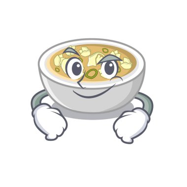 Karakter izole wonton çorbası sırıtan