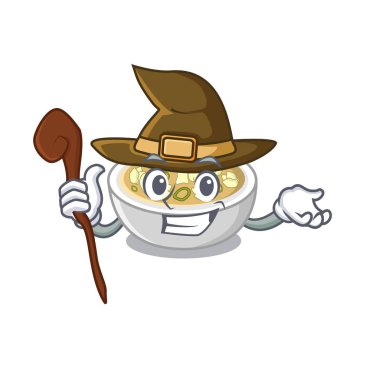 Bir karikatür kase cadı wonton çorbası