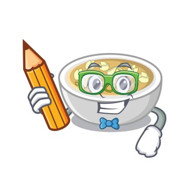 Öğrenci wonton çorbası karakter izole