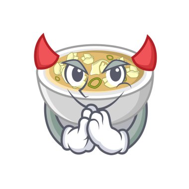 Bir karikatür kase devil wonton çorbası
