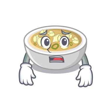 Bir karikatür kase de korkmuş wonton çorbası