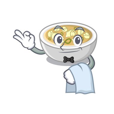 Bir karikatür kase içinde Garson wonton çorbası