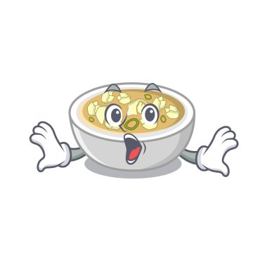 Bir karikatür kase sürpriz wonton çorbası
