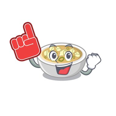 Köpük parmak wonton çorbası pişmiş karikatür kızartma tavası