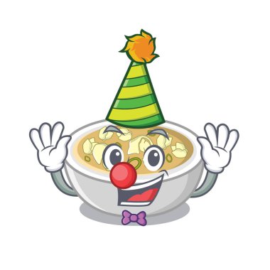 Palyaço wonton çorbası pişmiş karikatür kızartma tavası