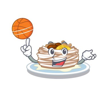 Basketbol kataifi ile karikatür kase servis edilir