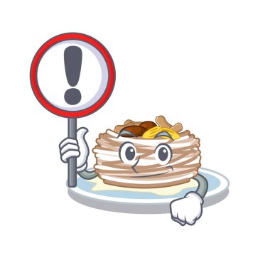 Işareti kataifi ile karikatür kase servis edilir