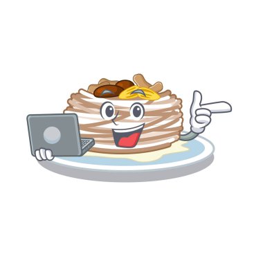 Dizüstü kataifi ile karikatür kase servis edilir