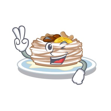 Bir tahta üzerinde iki parmak kataifi karakter