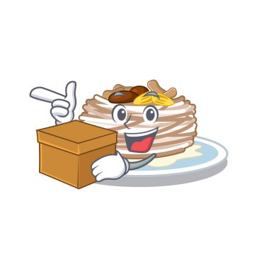 Bir tahta üzerinde kutu kataifi karakteri ile