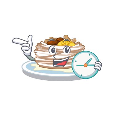 Bir tahta üzerinde saat kataifi karakteri ile