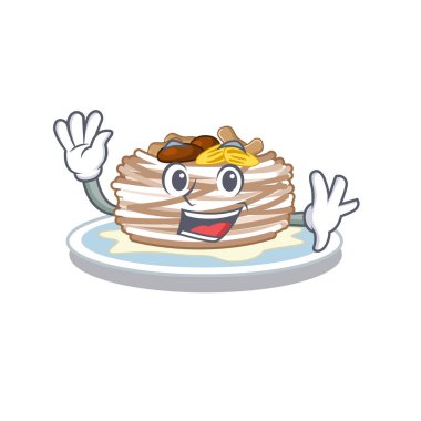 Bir tahta üzerinde kataifi karakter sallayarak