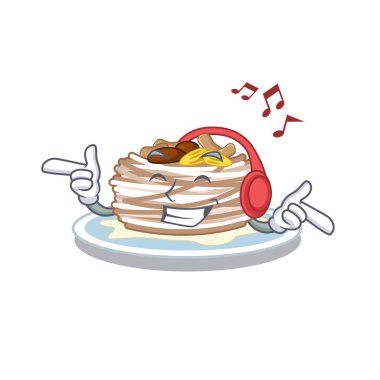 Müzik kataifi maskot ile izole dinleme