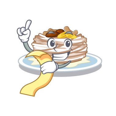 Menü kataifi ile maskot ile izole