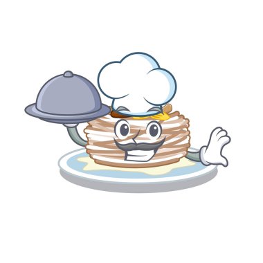 Gıda kataifi ile Şef maskot ile izole