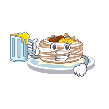 Meyve suyu kataifi ile maskot ile izole