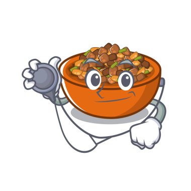 Doktor kung pao tavuk karikatür ile izole