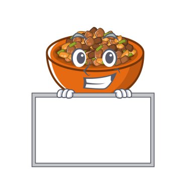 Karikatür ile izole kurulu kung pao tavuk ile Grinning