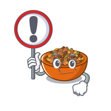 Karikatür ile izole işareti kung pao tavuk ile