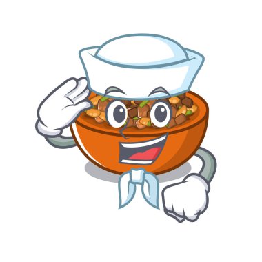 Denizci kung pao tavuk karikatür ile izole