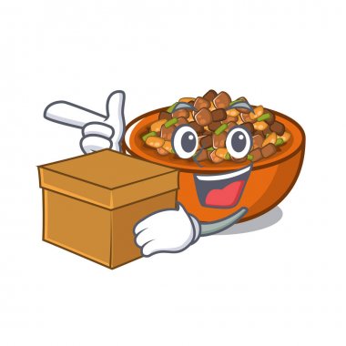Bir maskot kutu kung pao tavuk ile