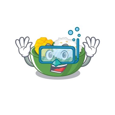 Karikatür plaka Dalış mango yapışkan pirinç