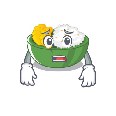 Karikatür de Afraid mango yapışkan pirinç