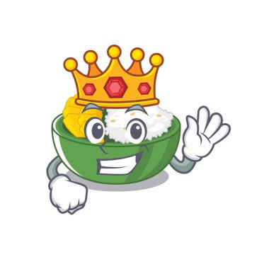 Bir maskot ile Kral mango yapışkan pirinç