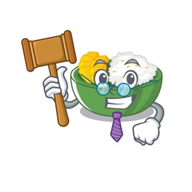 Bir maskot ile Yargıç mango yapışkan pirinç