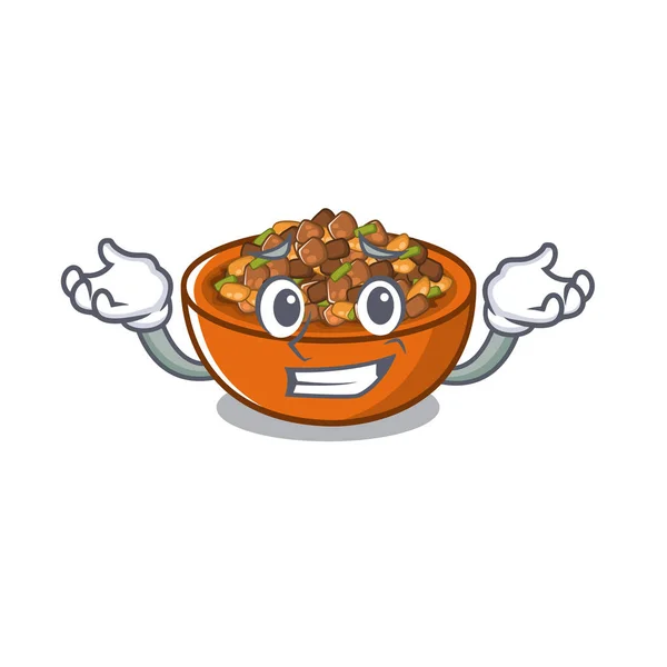 Grinning kung pao frango em uma mascote — Vetor de Stock