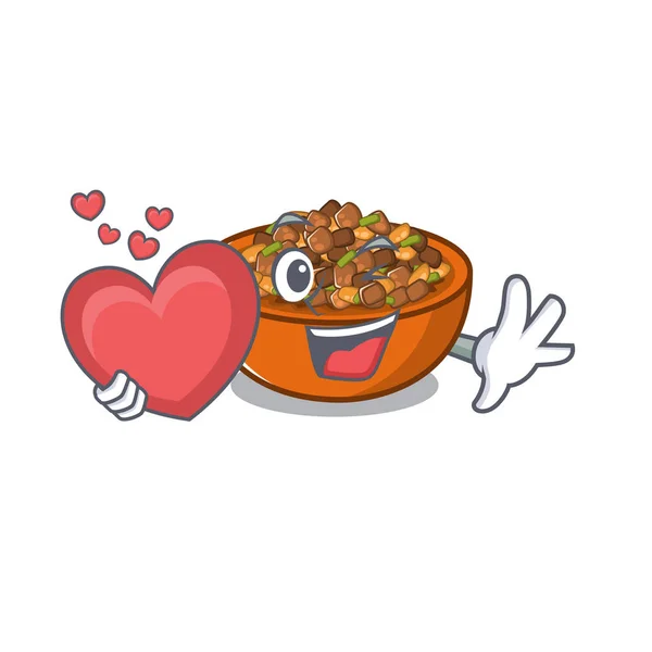 Με καρδιά Κουνγκ Πάο κοτόπουλο σε σχήμα χαρακτήρα — Διανυσματικό Αρχείο
